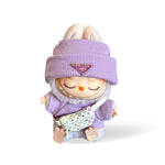 Labubu Prada Clothes purple outfit set with LV bag