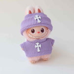 Mini Labubu Outfit Chrome Hearts Two Pieced Winter Set Lilac