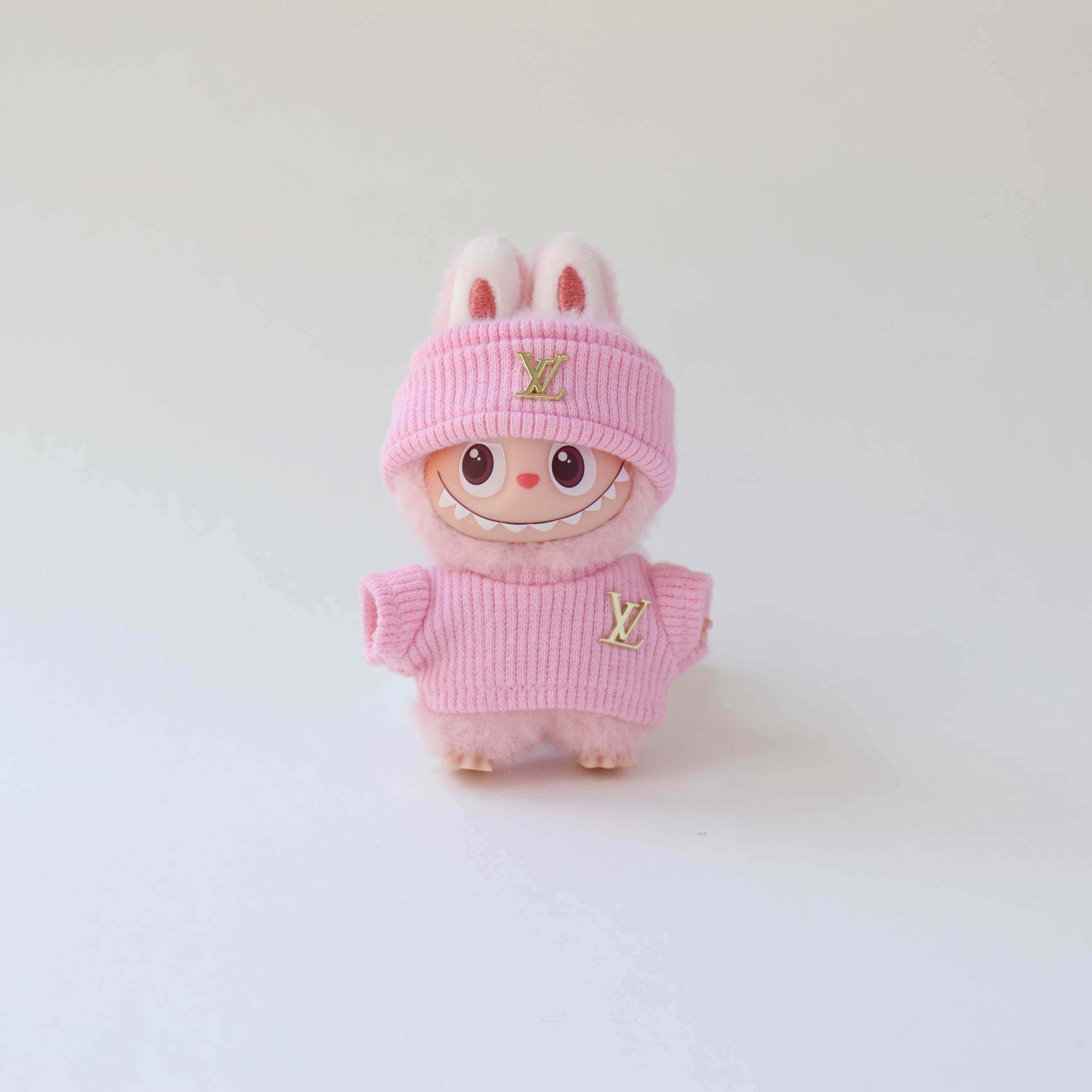 Mini Labubu clothes LV pink two-piece set