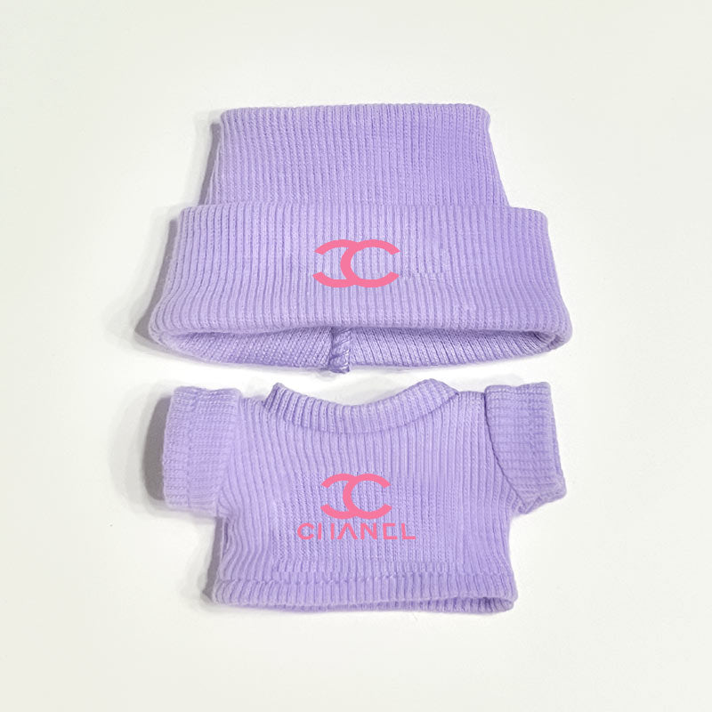 Labubu Clothes Chanel Pink Top + Beanie + Necklace