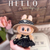 Labub Clothes Chanel Dior Gucci Designer Dress Outfits with Straw Hat and Bag
