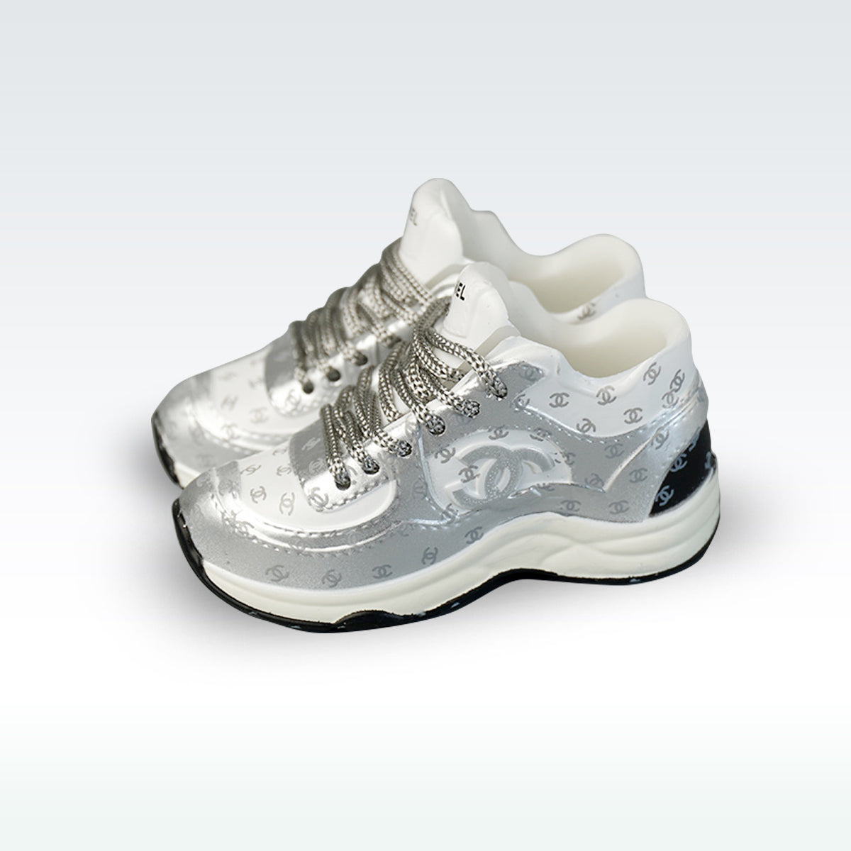 chanel shoes for labubu silver