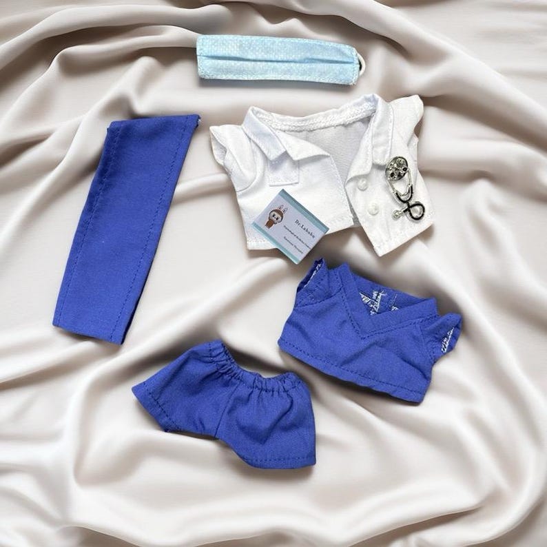 Labubu Clothes Scrubs Outfit Set, Handmade Labubu Medical Uniform for 17cm Dolls, Doctor Nurse Costume, Doll Accessories