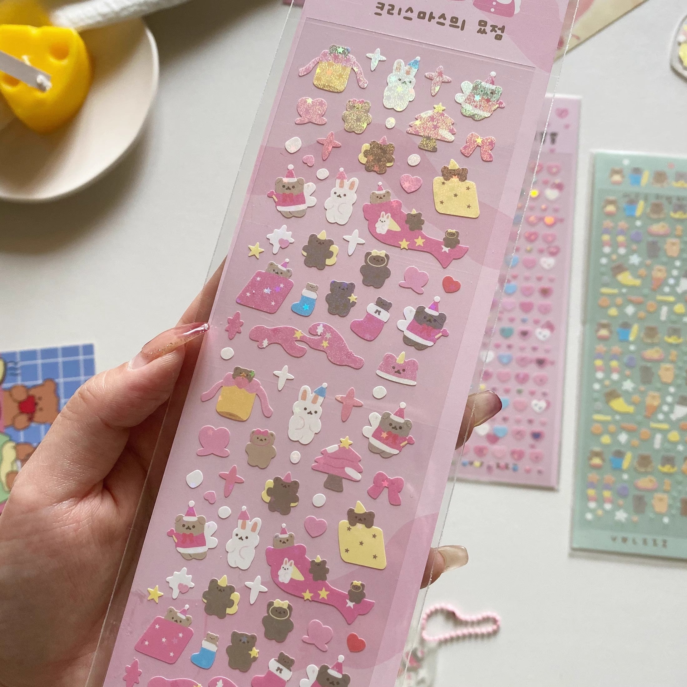 kawaii animal stickers Kpop phone case stickers heart  10