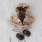 labubu burberry outfit​ trench coat 2pcs set