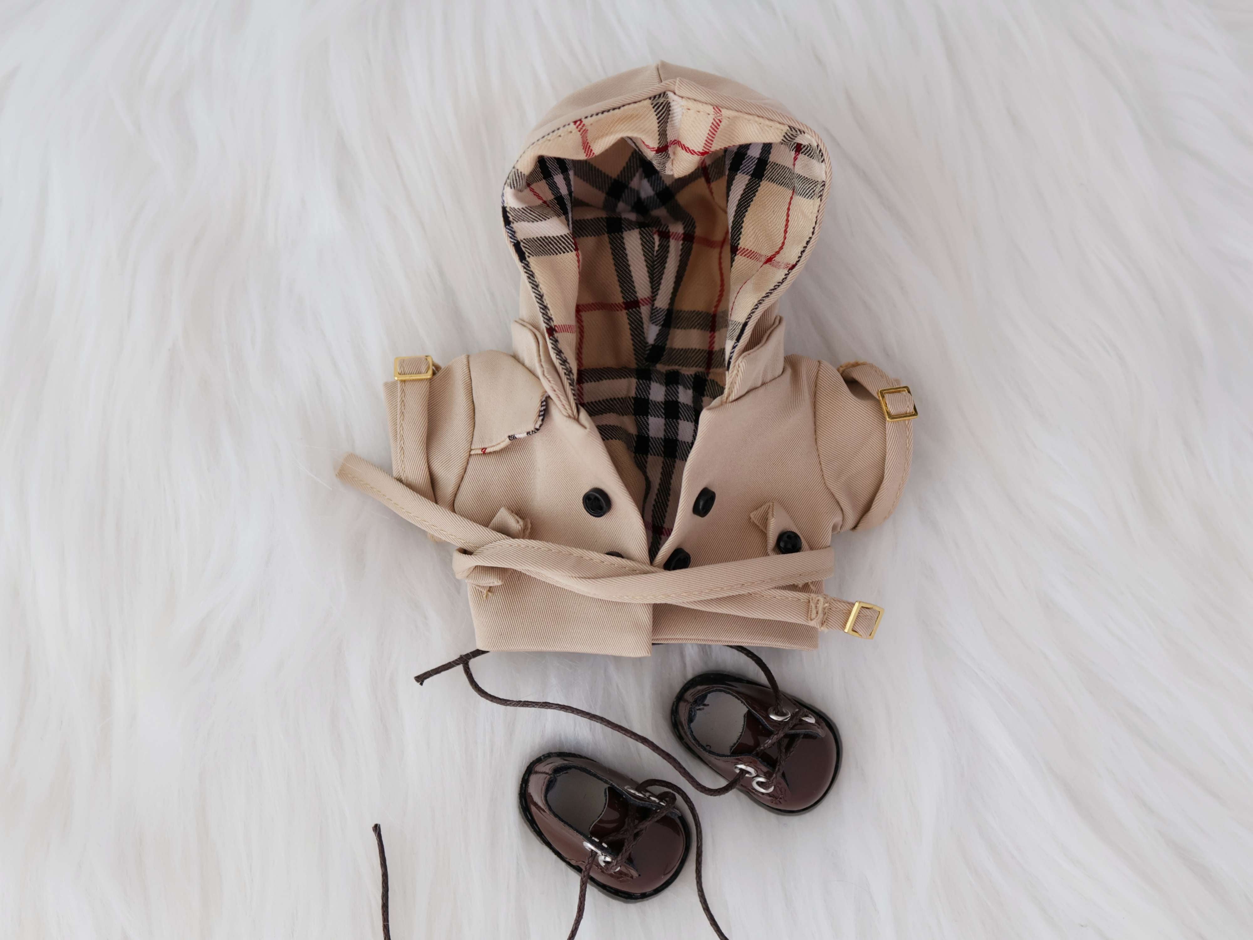 labubu burberry outfit​ trench coat 2pcs set