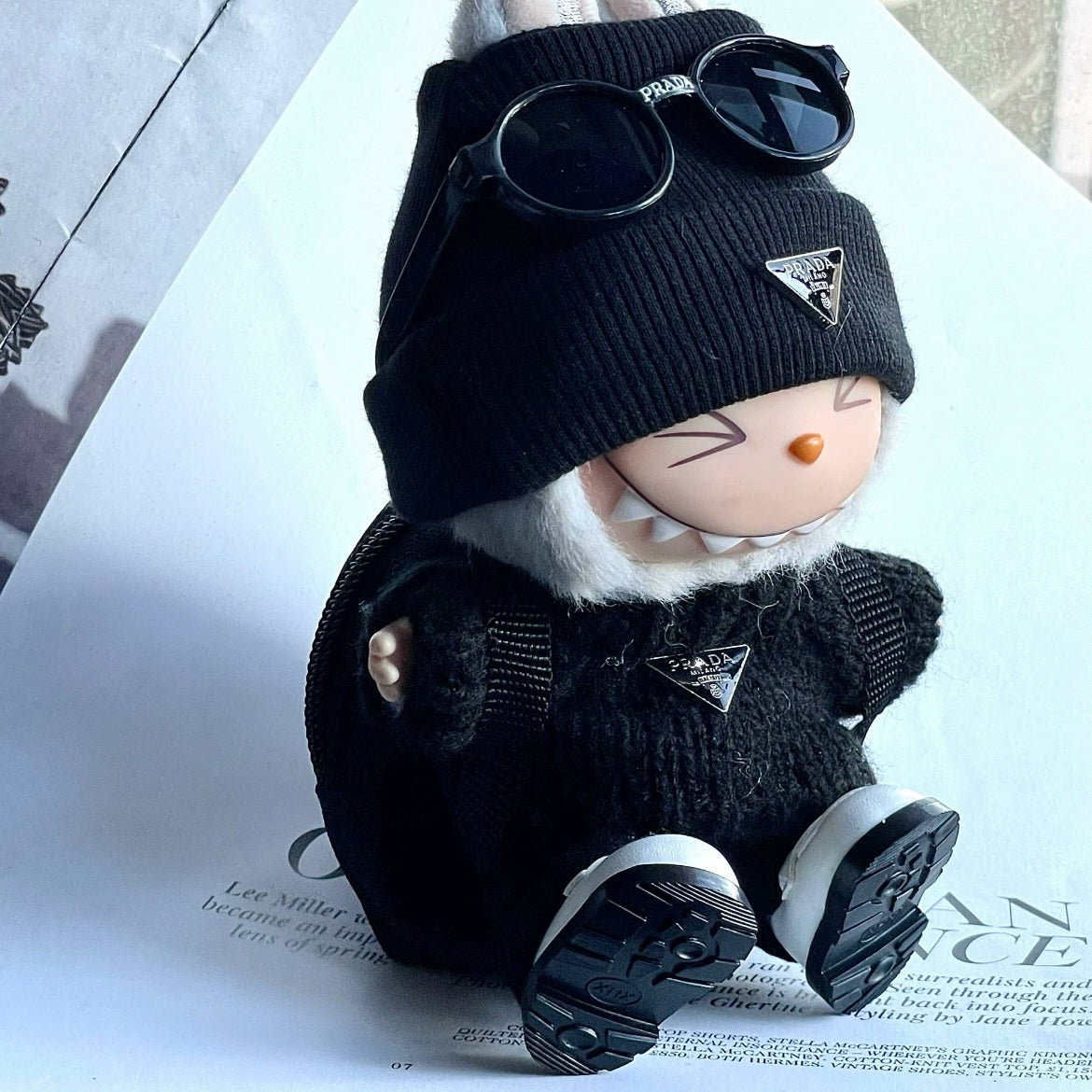 labubu clothes prada all black set