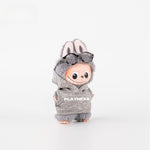 mini labubu 4.0 clothes hoodie gray