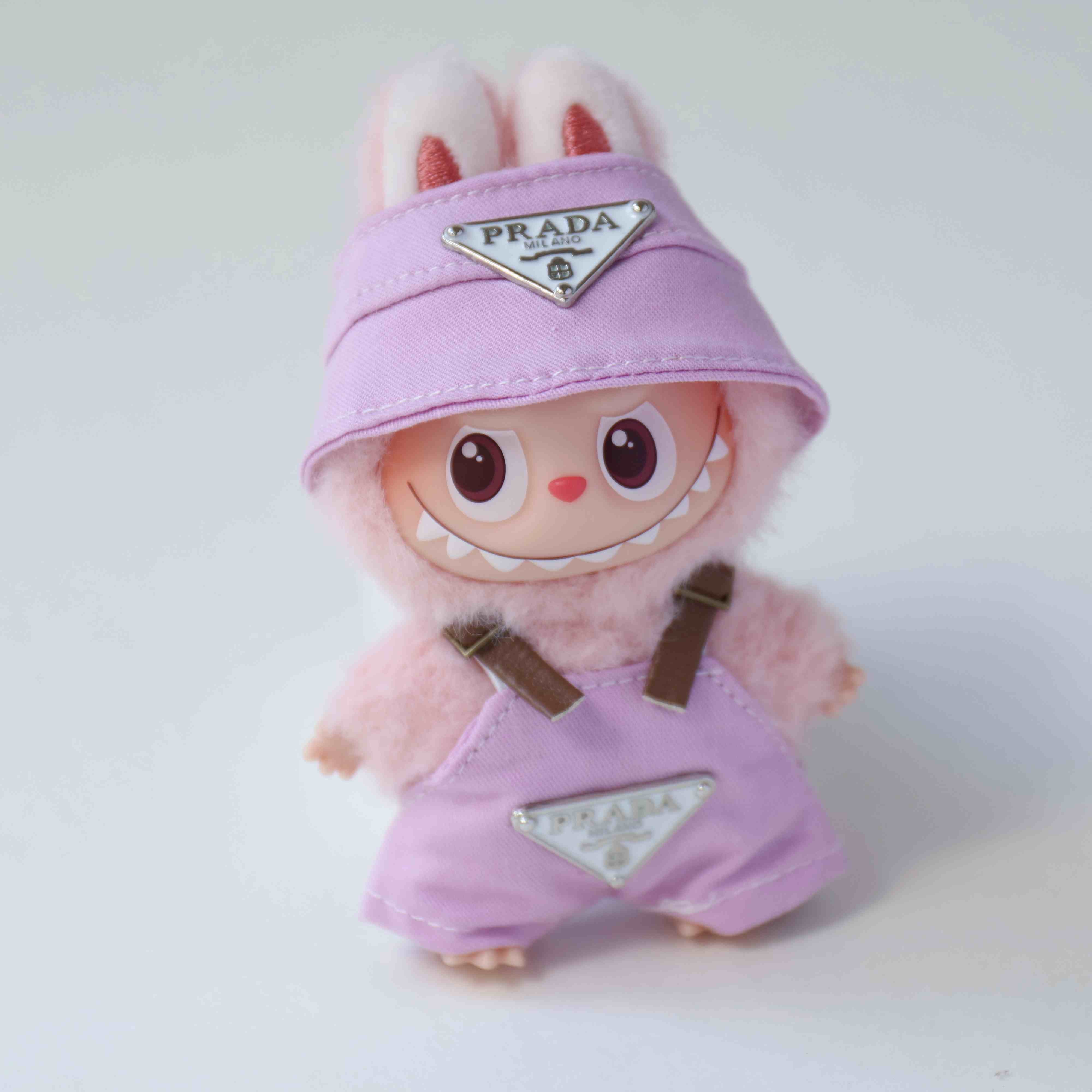 Mini Labubu clothes Prada clothes with bucket hat lavender